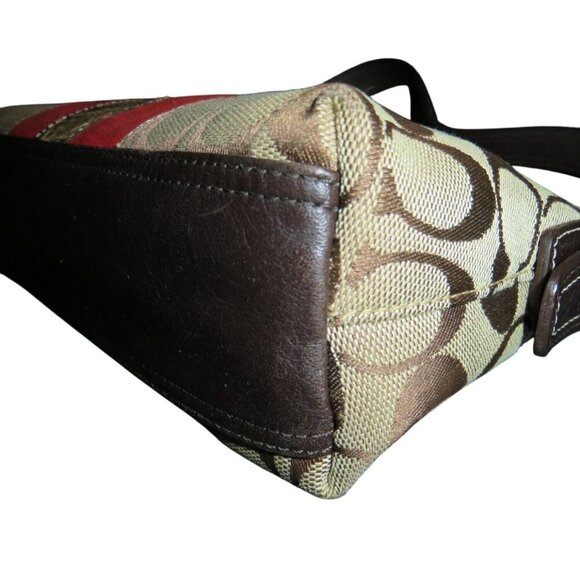 COACH 2005 Hampton Signature Jacquard Python & Suede Demi Baguette Barrel Bag - Picture 10 of 14